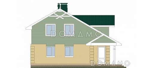 Проект каркасного дома с навесом для двух машин и крытой террасой / Фасад 4 Проект каркасного дома с навесом для двух машин и крытой террасой / Фасад 4