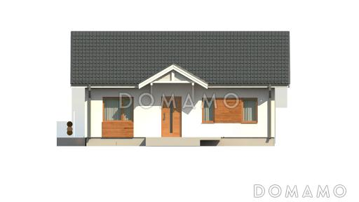 Проект простого компактного одноэтажного дома из газобетона с открытой террасой  / Фасад 1