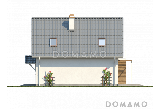 Проект классического мансардного дома из кирпича с кабинетом, с эркером и балконом / Фасад 3