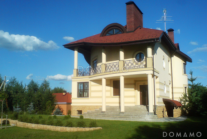 Проект коттеджа с двусветной гостиной и зимним садом Проект коттеджа с двусветной гостиной и зимним садом