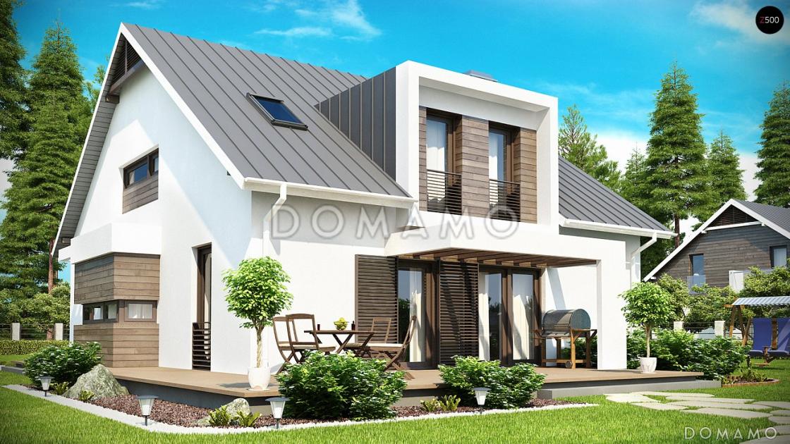 Проект мансардного дома из газобетона с пятью спальнями, гаражом и балконом / 2