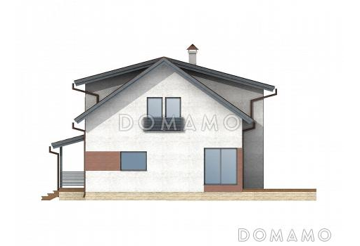 Проект современного каркасного дома с эркером и окнами в пол / Фасад 4