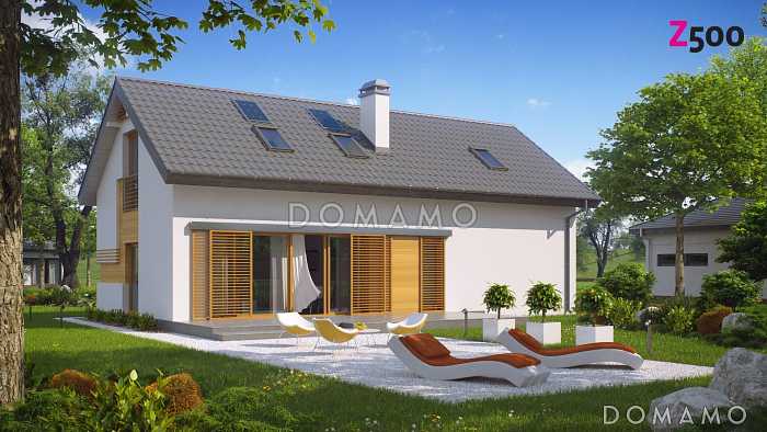 Проект одноэтажного дома из кирпича с ночной зоной на мансардном этаже и гаражом