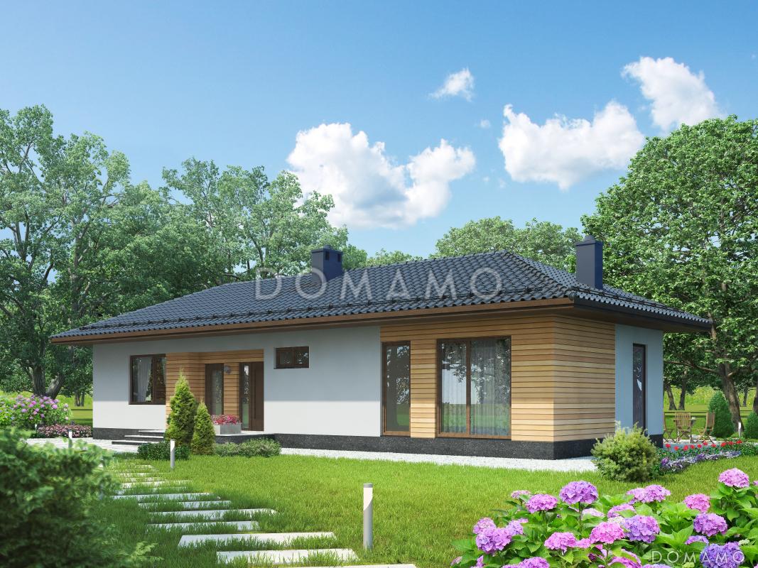 Проект одноэтажного дома из газобетона с большими окнами в гостиной / 2