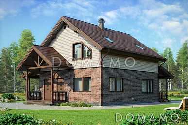 Проект дома из кирпича с местом для установки камина в гостиной