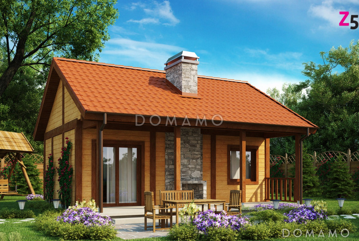 Проект маленького уютного одноэтажного дома из кирпича для круглогодичного проживания Проект маленького уютного одноэтажного дома из кирпича для круглогодичного проживания