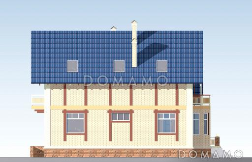 Проект одноэтажного коттеджа с цокольным и мансардным этажами, с зимним садом и вторым светом / Фасад 1