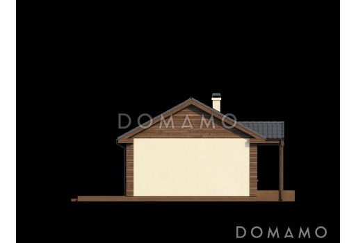 Проект компактного одноэтажного дома из газобетона с большой открытой террасой / Фасад 4