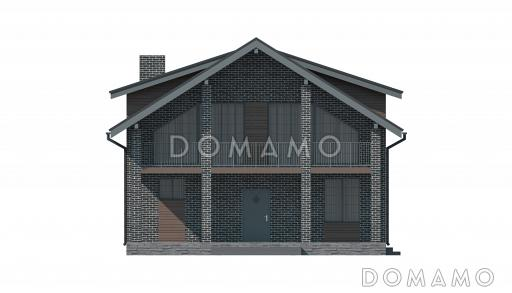 Проект дома с террасами и балконами, спальней на первом этаже, большой кухней столовой, просторным холлом / Фасад 1