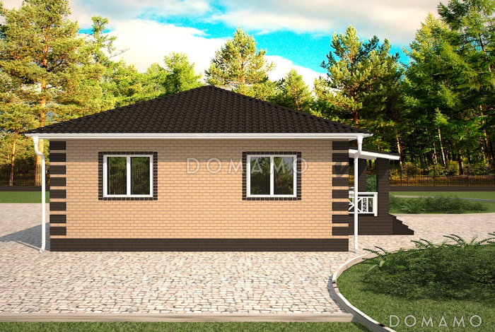 Проект небольшого одноэтажного дома с двумя спальнями, кладовой в кухне-гостиной Проект небольшого одноэтажного дома с двумя спальнями, кладовой в кухне-гостиной