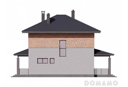 Проект двухэтажного дома с террасой и 4 спальнями / Фасад 4