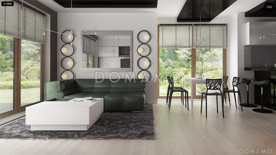 Проект одноэтажного мансардного дома из газобетона с эркером, тремя  балконами и вертикальным мансардным окном / 5