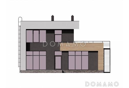 Проект двухэтажного дома с тремя спальнями, гаражом и эксплуатируемой кровлей / Фасад 3