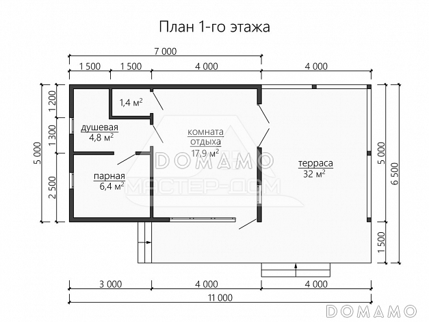 Баня Аура / План 1 этажа Баня Аура / План 1 этажа