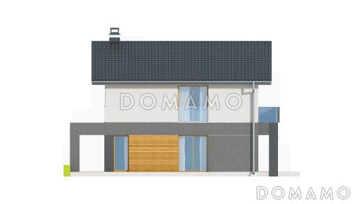 Проект небольшого двухэтажного дома из кирпича с тремя спальнями и балконом / Фасад 3