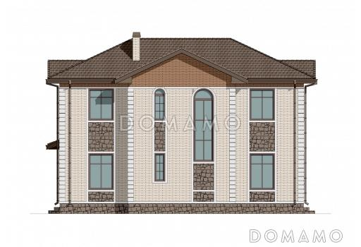 Проект двухэтажного дома с большой гостиной, 4 спальнями, террасой и балконом / Фасад 4