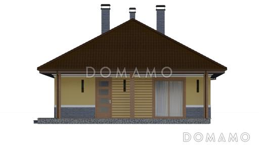 Проект одноэтажного дома с камином в гостиной и крытой террасой / Фасад 4