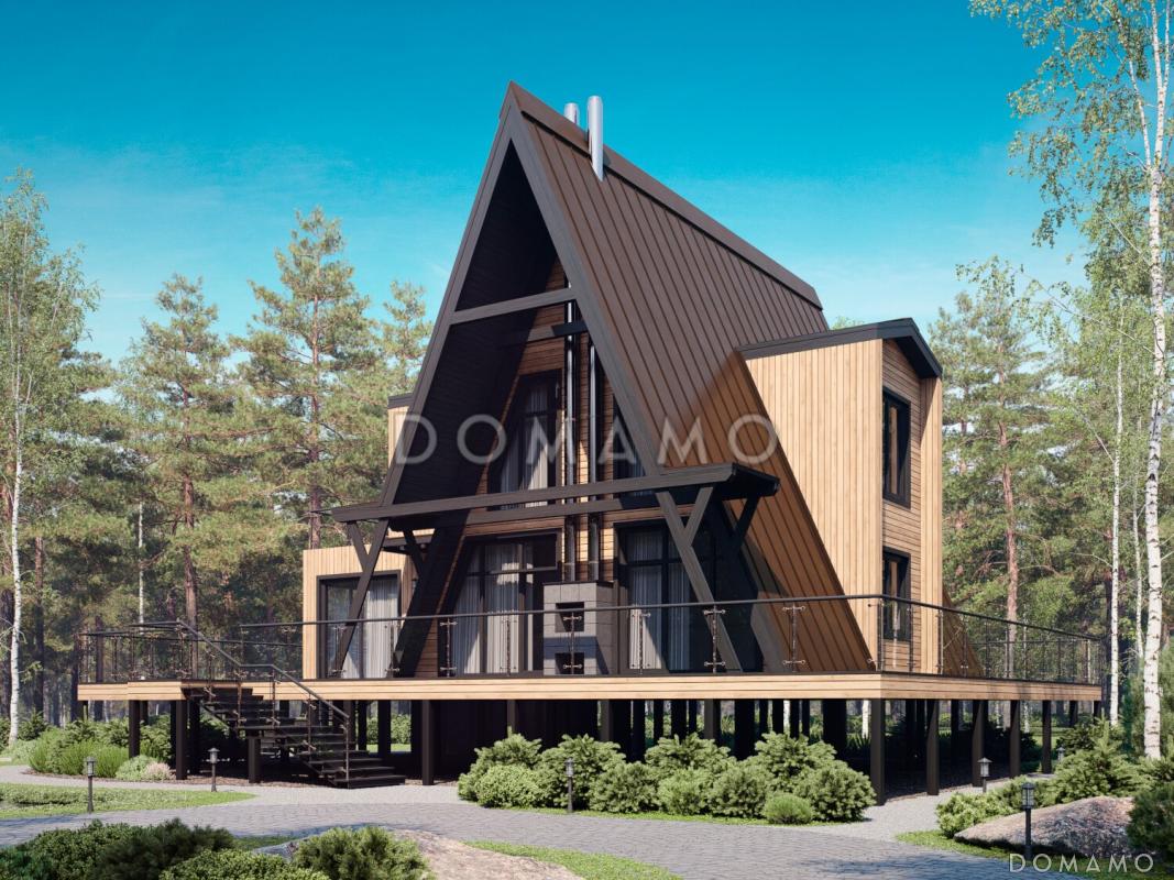 Дом A-frame с обходной террасой и бассейном / 4