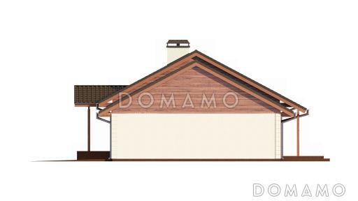 Проект классического одноэтажного дома из газобетона с отделённой спальной зоной и гаражом / Фасад 2