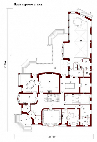 Проект дома из кирпича / План 1 этажа