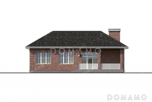 Проект одноэтажного дома с большой террасой и гаражом / Фасад 2