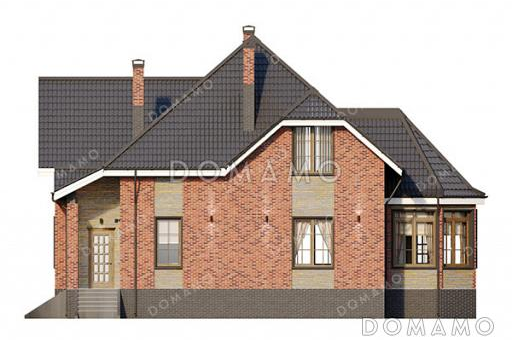 Проект дома с 4 спальнями, просторной ванной и полукруглой верандой / Фасад 4