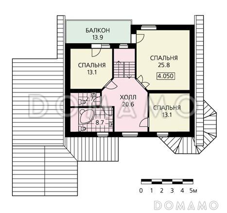 Проект дома из пеноблоков с мансардой, гаражом для одной машины / План мансардного этажа