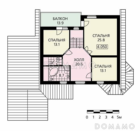 Проект дома из пеноблоков с мансардой, гаражом для одной машины / План мансардного этажа