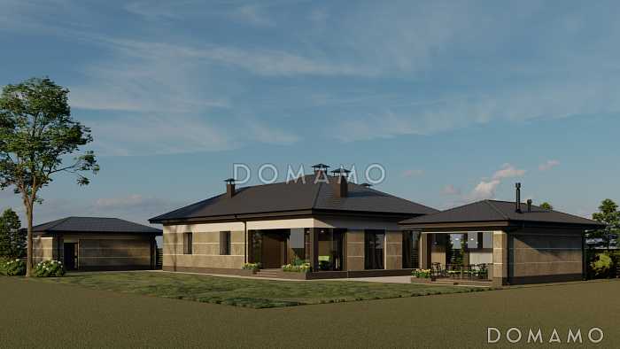 Проект кирпичной беседки с хозблоком и барбекю