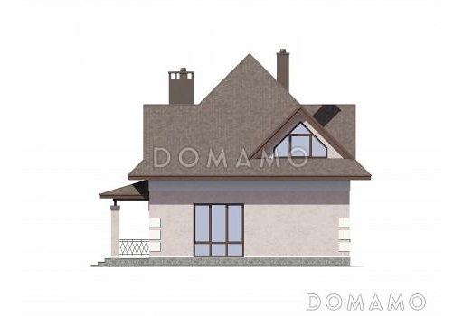 Проект дома из газобетона с мансардой / Фасад 4