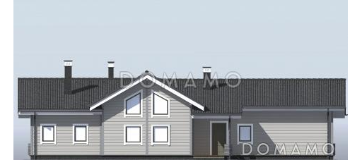 Проект газобетонного дома с панорамным остеклением и сауной / Фасад 1