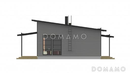 Проект современного одноэтажного каркасного дома с двумя небольшими спальнями / Фасад 4
