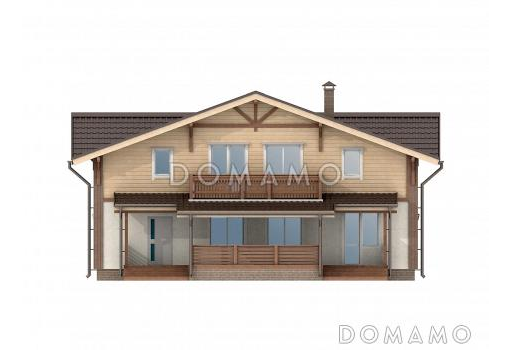 Проект каркасного дома с встроенным гаражом / Фасад 3