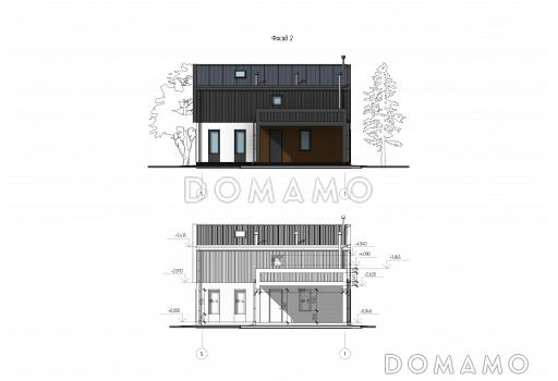 Проект дома дома с тремя спальнями, кабинетом, баней и постирочной / Фасад 2