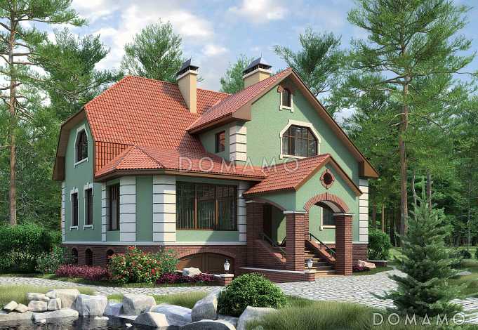 Проект двухэтажного коттеджа с остеклённой верандой