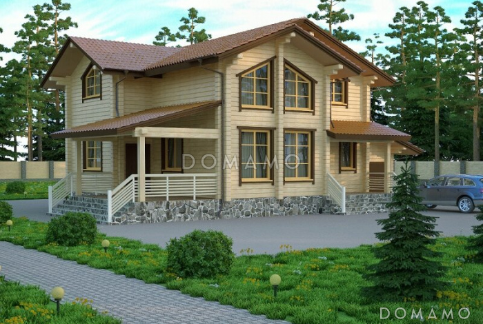 Проект дома из клееного бруса с гаражом