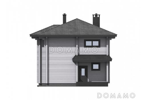 Проект двухэтажного дома с террасой, кладовой, двумя детскими спальнями / Фасад 4