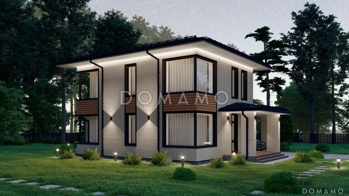 Проект эффективного двухэтажного дома с навесом для авто S-121 / 5