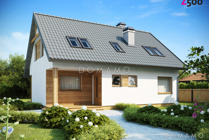 Проект одноэтажного мансардного дома из газобетона с тремя комнатами и кабинетом Проект одноэтажного мансардного дома из газобетона с тремя комнатами и кабинетом