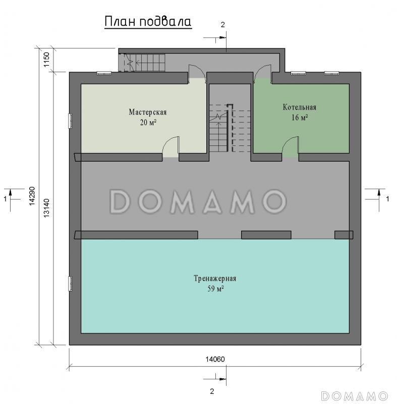 Проект одноэтажного дома с мансардным и цокольным этажами с эркером / План #1