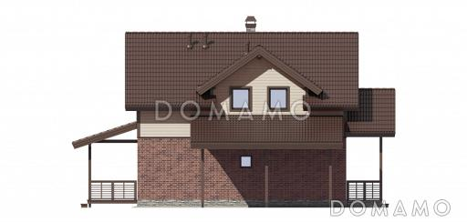 Проект дома из кирпича с местом для установки камина в гостиной / Фасад слева