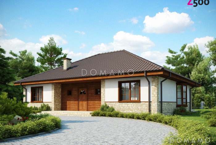 Проект одноэтажного дома из газобетона с зоной барбекю на террасе  Проект одноэтажного дома из газобетона с зоной барбекю на террасе