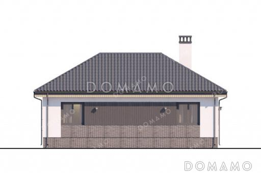 Проект одноэтажного дома с просторной гостиной, тремя спальнями и котельной / Фасад 3