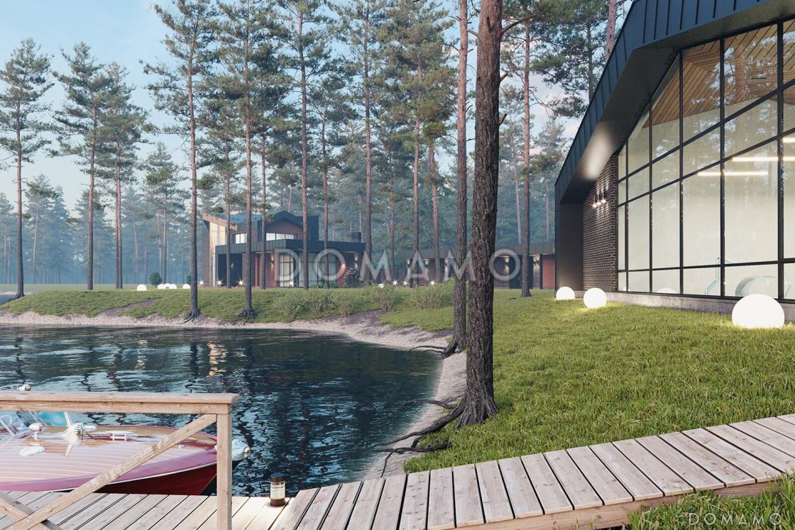 Проект большого кирпичного коттеджа с террасой барбекю, бассейном и винным погребом / 6