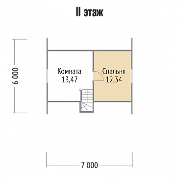 Проект каркасного дома 6х7 / План мансардного этажа