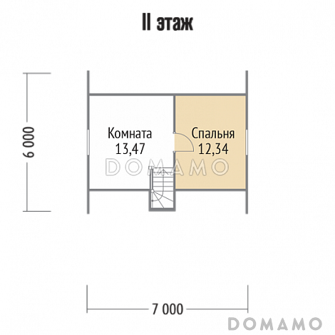 Проект каркасного дома 6х7 / План мансардного этажа