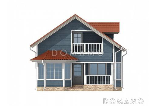 Проект двухэтажного каркасного дома с эркерами / Фасад 1