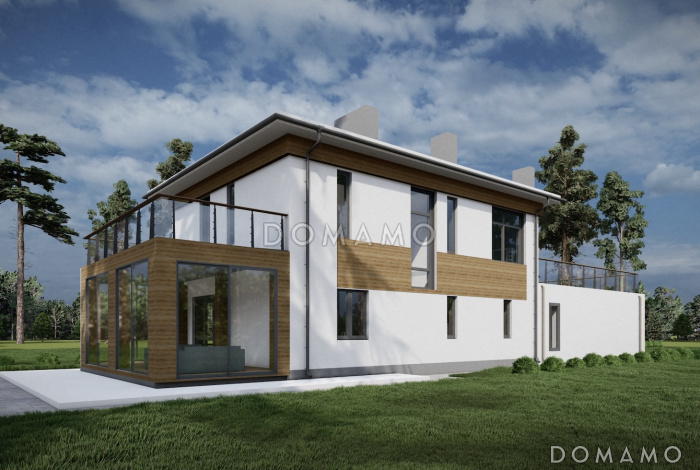 Проект дома с 3 спальнями, кабинетом, гаражом, сауной и спортзалом