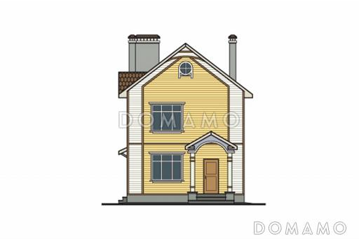 Проект дома из пенобетона для узкого участка / Фасад 1