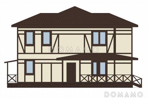 Проект двухэтажного каркасного дома в стиле фахверк / Фасад 1